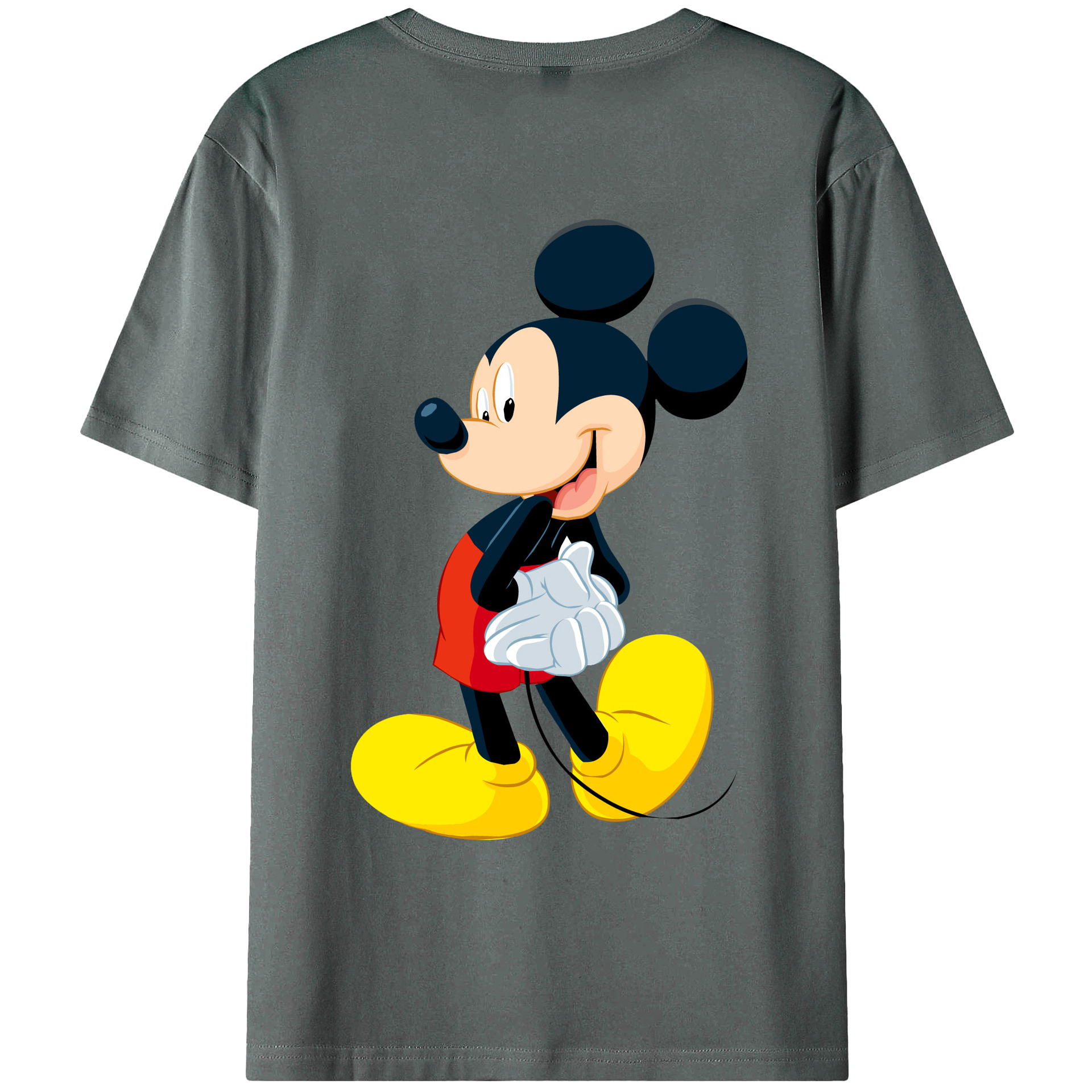 ミッキーマウス Mickey Mouse 綿100％ メンズ半袖Tシャツ（バックプリント） 通気性